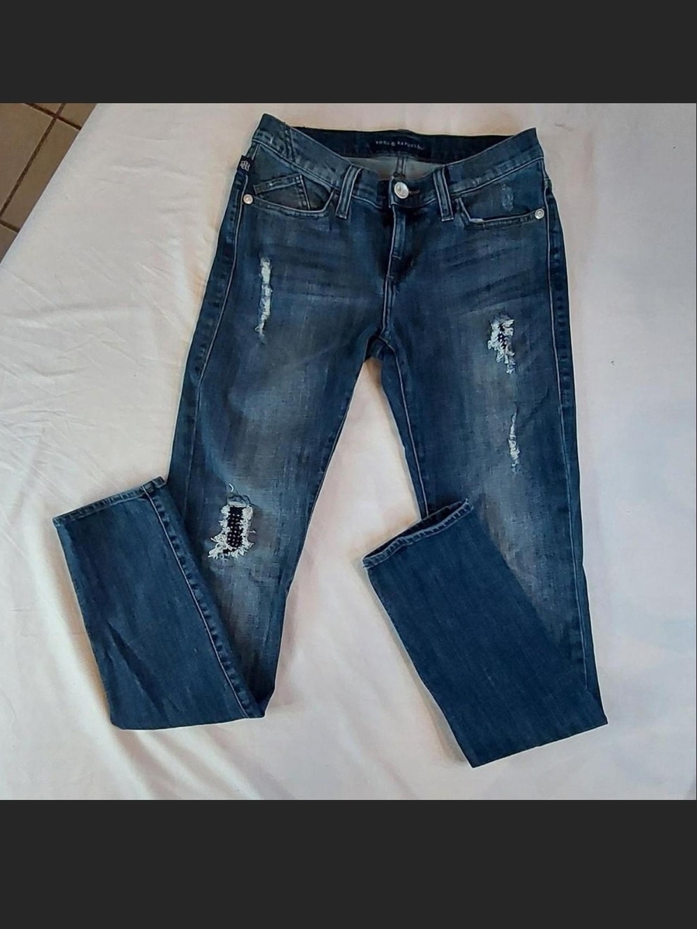 Rock & Republic Women's Berlin Skinny Jeans Distressed Blue Size 6M Like New